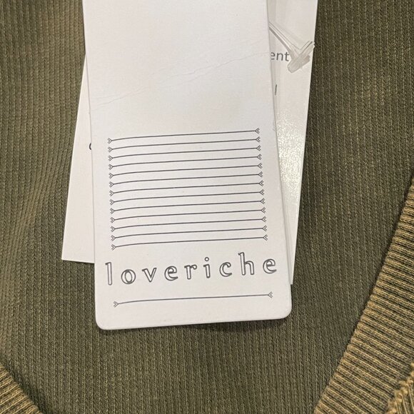 (NWT) LOVE RICHE Pieced Rib Knit Short Sleeve Casual Dress, Olive - L - Picture 9 of 11